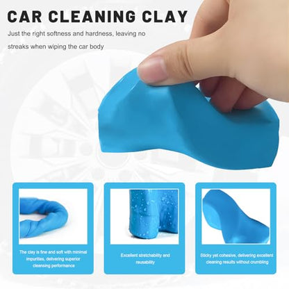 Sun Walker 4 PCS Car Clay Bars (4×180g), No Scratch Auto Detailing Cleaner with Washing & Adsorption Capacity, Universal Premium Glass Clay Bars Kit for SUV RV Truck, Car Accessories (Blue) - color: Blue