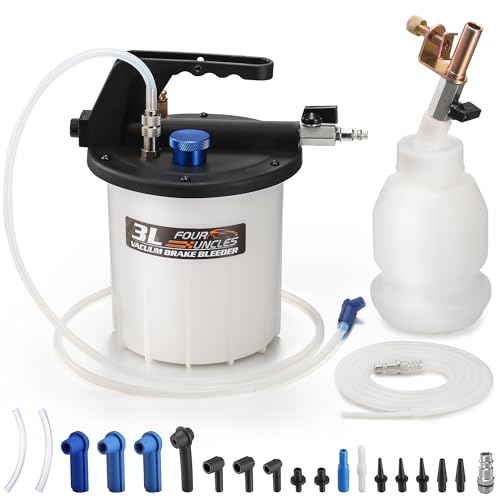 FOUR UNCLES Brake Bleeder Vacuum Pump Kit - Pneumatic Brake Fluid Extractor with 1L Refilling Bottle for Brake Fluid Bleeding, One-Person Operation - size: 3L Standard Version