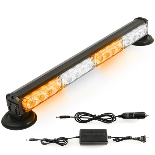 19" LED Emergency Strobe Lights Bar Roadside Portable Mini Roof Top Plow Hazard Flash Beacon Warning Light w/Magnetic Base for Trucks/Trailer/Vehicle (Amber/White) - color: #07 Amber/White/Amber/White, size: 18 inchs