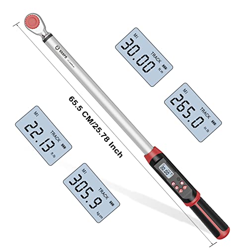 VANPO Digital Torque Wrench 1/2-Inch Drive for Automotive, 12.5-250.8 ft-lb | 17-340Nm, Electronic Torque Wrench with Buzzer & LED Indicator, Accurate to ±2%, for Agricultural & Tractor - size: 12.5-250.8 ft-lbs/17-340Nm
