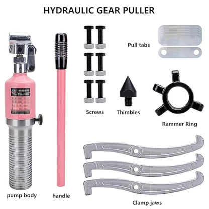 Pink Hydraulic Gear Puller, Professional 3 Jaw Gear Puller, Heavy Duty Gear Removal Tool for Slide Gears, Industrial Hydraulic Bearing Buster, 2 Or 3 Jaws Bearing Hub Separator,10T