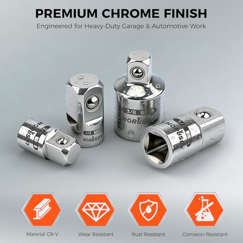 6-Piece Storeable Socket Adapter and Reducer Set with Magnetic Rail, Ratchet Adapter Set 1/4" 3/8" 1/2" Drive, Chrome Vanadium Steel, for Impact Driver & Drill, Organized Holder - style: 6-PCS + Magnetic Rail