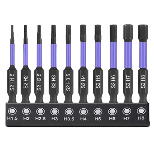 10PCS 1/4 Inch Hex Impact Bit Set, S2 Steel Magnetic Screwdriver Drill Bits for Impact Driver, 2" Long, Machined with Storage Case