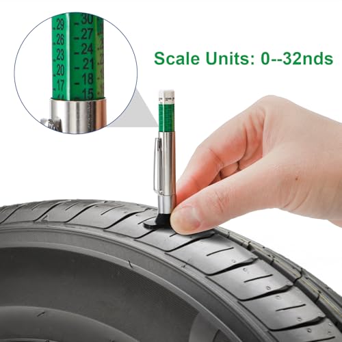 Yarlung 50 Pack Tire Tread Depth Gauge, Color Coded 32nds Accurate Measurement Tools, Tire Depth Gauge with Pocket Clip in 1/32 Inch Increments for Car, Semi Truck Tire Tread Check