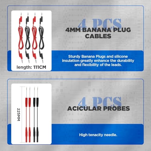 104PCS Automotive Circuit Test Leads Kit, Multimeter Terminal Test Leads Kit Multi Function Probe Test Kit with Heavy Duty Back Probes Test Lead Set Wire Connectors Set with Black Carrying Case - size: 104PCS Test Leads Kit