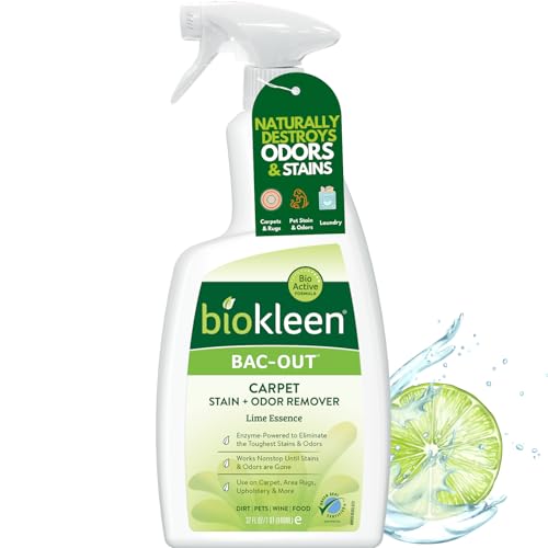 Biokleen Bac-Out Enzyme Cleaner Spray and Stain & Odor Remover for Pet Stains, Laundry, Diapers, Wine, Carpets, & More, Eco-Friendly, Non-Toxic, Lime Scent, 32 Ounces - size: 32 Fl Oz Spray (Pack of 1)