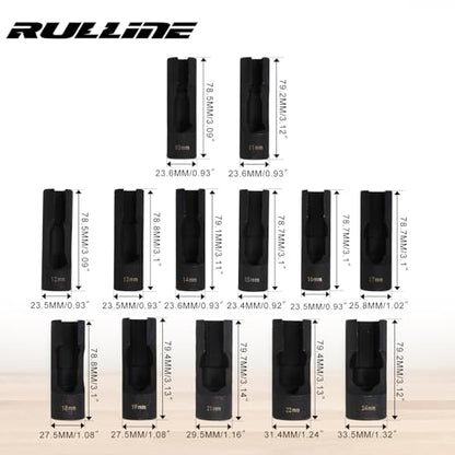 RULLINE 13pcs Upgraded Steel Flare Nut Socket Set for Automotive and Mechanical Applications 1/2" square drive - size: 13pcs