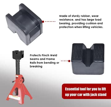 DEDC Jack Stand Pads 4 Pcs, Universal Rubber Pinch Weld Protector Jack Stands Adapter Pads, Car Lift Frame Rail Protection Accessories