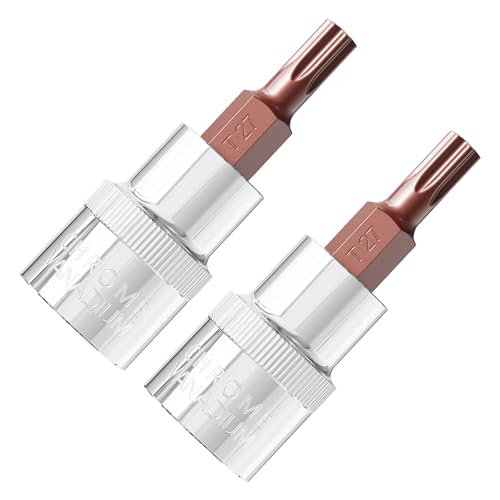 2PCS 3/8" Drive T27 Torx Bit Socket, S2 Steel Bits, Heat Treated CR-V Steel Star Sockets 1.9" Length - size: T27