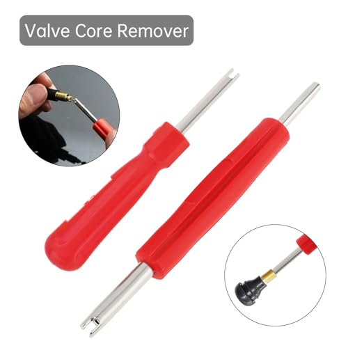 70pcs Tire Repair Kit with Natural Rubber Patches (32mm/42mm/58mm), Tire Patch Roller, Valve Core Removal Tools, 30 Valve Cores, 20 Valve Caps – Portable Tubeless Puncture Repair Tool Set