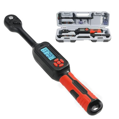 3/8" Digital Torque Wrench 2-45 Ft.lb (±2%), 9PCS Small Digital Torque Wrench,Electronic Torque Tool with Sockets & Adapters for Automotive, Bike, - size: 9pcs