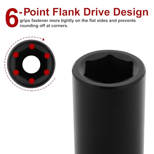CASOMAN 2PCS 1/2-Inch Drive Deep Impact Socket-19mm, 6-Point, Metric, CR-MO - size: 19 mm, style: 6-Point Socket