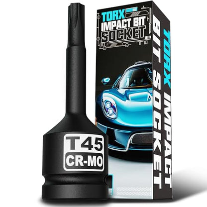 1/2" Drive T45 Torx Bit Socket, Star Bit Socket, CR-MO Steel, Motorcycle, Bicycle Machinery Repair - size: 1/2" T45 Deep