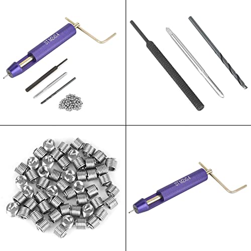 50pcs Thread Repair Kit, M2 x 0.4 Stainless Steel Wire Thread Insert Combination Tool Set for Restoring Damaged Wires in Steel M2 x 2D