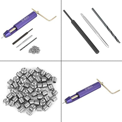 50pcs Thread Repair Kit, M2 x 0.4 Stainless Steel Wire Thread Insert Combination Tool Set for Restoring Damaged Wires in Steel M2 x 2D