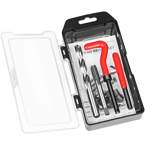 15PCS Thread Repair Kit M10*1.0mm, Metric Thread Repair Insert Kit | Drill Bit Taps Tool Set for Internal Screw Holes Repairing(Red) - size: Metric,M10×1.0mm