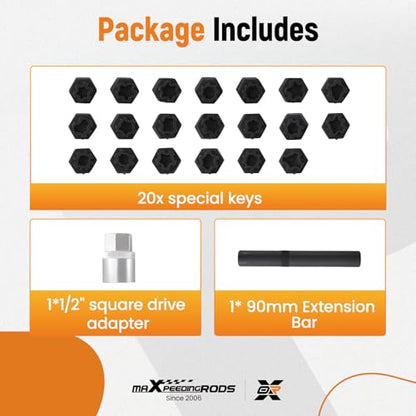 maXpeedingrods 22PCS Wheel Locking Nut Key Kit for VW VAG Volkswagen, Wheel Lock Nut Socket Adapter Set, Wheel Lock Lugnut Anti-Theft Screw Lug Nut Removal Tool, Anti-Theft Screw Remover - size: 22pcs for VW