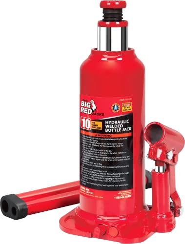 BIG RED T91003B Torin Hydraulic Welded Bottle Jack, 10 Ton (20,000 lb) Capacity, Red - color: Red, size: 10 Ton