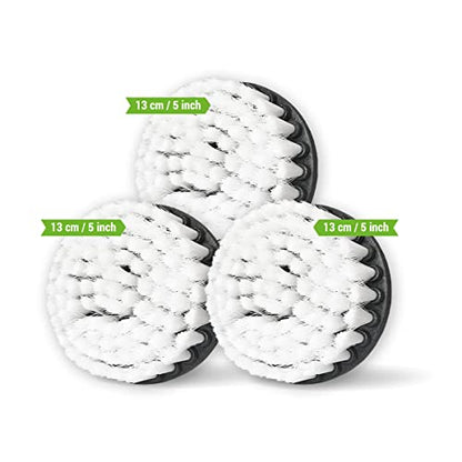 Premium Drill Brush Professional – Extra-Soft 5 in White Set of 3 | Scratch-Free Cleaning Brush for Carpet, Upholstery, Leather Seats, Glass, Furniture and Car Interior - color: White