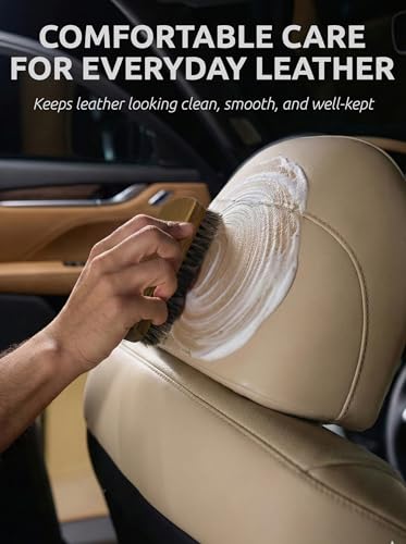 TAKAVU Leather & Upholstery Cleaning Brush Set | Car Detailing Brush for Alcantara, Leather Seats, Suede, Car Interior, Sofa & Convertible Tops - color: Brown