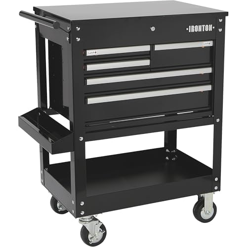 Ironton 30in. 5-Drawer Mechanic's Tool Cart, 700-Lb. Capacity | 33-7/8in.L x 17-5/8in.W x 39-1/8in.H, Rolling mobility, Quick-access tool organization, Garage/service use - size: 5 Drawer