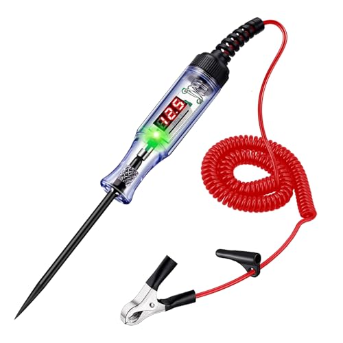 MXCOIRTP Automotive Test Light with 3-120V LED DC Digital Voltage Display, Circuit Tester Automotive with Dual Color Polarity Indicator, Electrical Test Pen with Sharp Hard Steel Probe for Car RV Fuse
