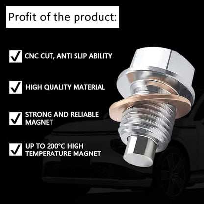 Magnetic Oil Drain Plug M14x1.5, Stainless Steel Oil Drain Plug with 5 PCS Copper Crush Washer Anti Leakage Replacement for Car Motorcycle Boat - size: M14x1.5