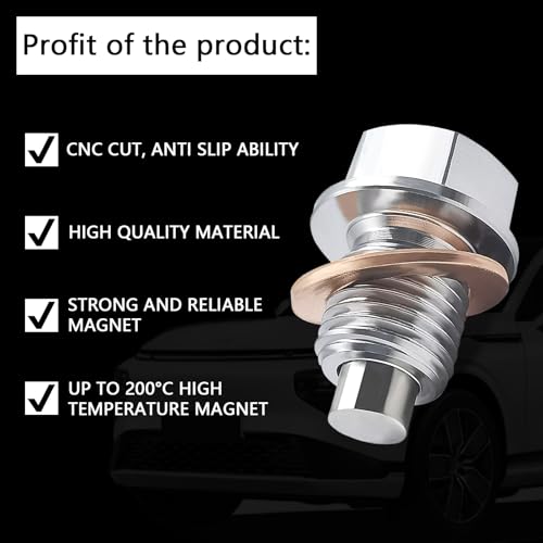 Magnetic Oil Drain Plug M14x1.5, Stainless Steel Oil Drain Plug with 5 PCS Copper Crush Washer Anti Leakage Replacement for Car Motorcycle Boat - size: M14x1.5