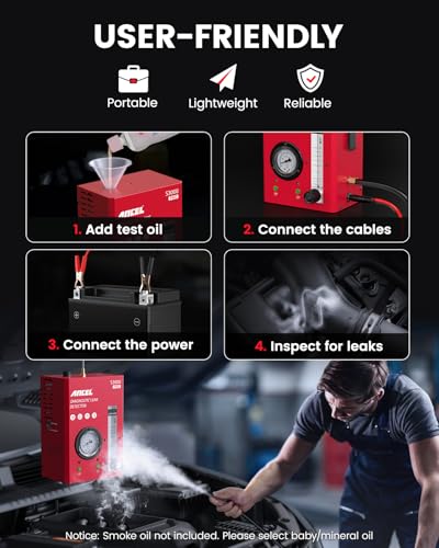 ANCEL S3000 PRO Automotive Smoke Machine with Built-in Air Pump and Pressure Gauge. Professional Vehicle Leak Diagnostic Detector Tools Kit for Leaks Test in Vacuum,Fuel,EVAP and Other Cars System - size: Gauge Display