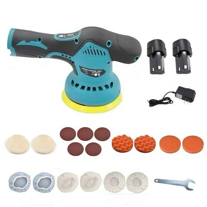 Cordless Car Buffer Polisher,5500RPM Cordless Car Polishing Machine with 2x21V Rechargeable tteries,21 PCS Attachments&8 Variable Speed,Polisher for Car Detailing Scratch Removing, Polishing