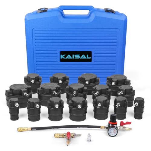 Turbo Boost Leak Tester Kit 19PC Boost Leak Test Kit w/S.moke Adpt Turbo System Pressure Leakage Tester 8 Pairs of Stepped Adapters 1-1/5" to 4-8/25" Turbo Test Kit for Radiator Cooling Emission Pipes - style: 19PCS