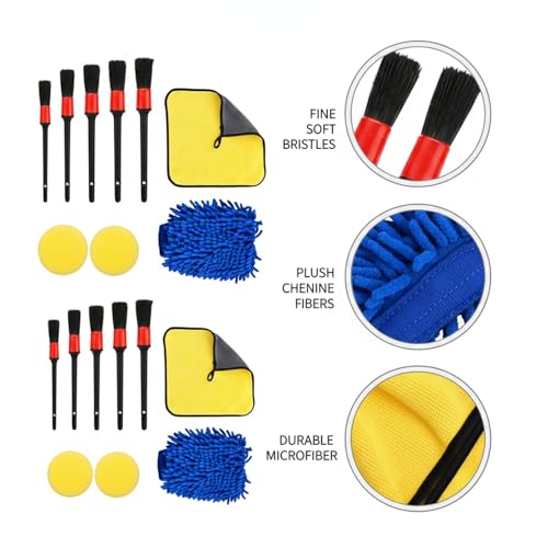 15-Piece Car Detailing Brush Set for Interior Vents, Dashboard Crevices & Console Gaps - Durable PP Plastic Cleaning Tool Kit - size: 5.91 x 3.94 x 0.79 in