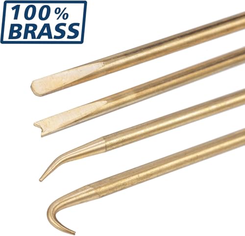 2 Picks Brass Pick Kit, O-Ring and Seal Installation and Extraction Tools with 4 Tip Styles for Scuba Diving, Automotive and DIY Maintenance
