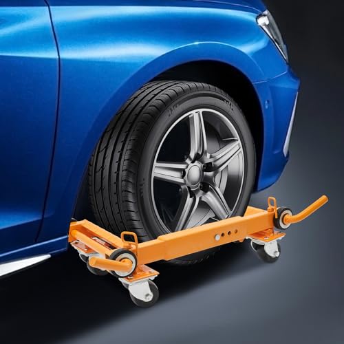 1T Hydraulic Car Wheel Dolly, Galvanized Heavy Duty Car Dolly Jack with Wheel for Vehicle Positioning & Jacking, Vehicle Positioning Jack for Moving Cars Trucks Trailers Motorcycles（Yellow）