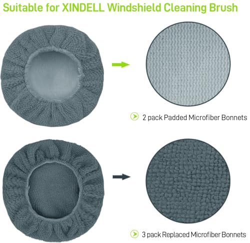 XINDELL 5 Pack Microfiber Pads – Replacement Heads Cover for Xindell Windshield Cleaner Tools. Washable & Reusable Triangle Pads (Grey). Fits Window Reach Tool - Handle Not Included - color: Grey