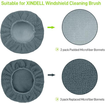 XINDELL 5 Pack Microfiber Pads – Replacement Heads Cover for Xindell Windshield Cleaner Tools. Washable & Reusable Triangle Pads (Grey). Fits Window Reach Tool - Handle Not Included - color: Grey