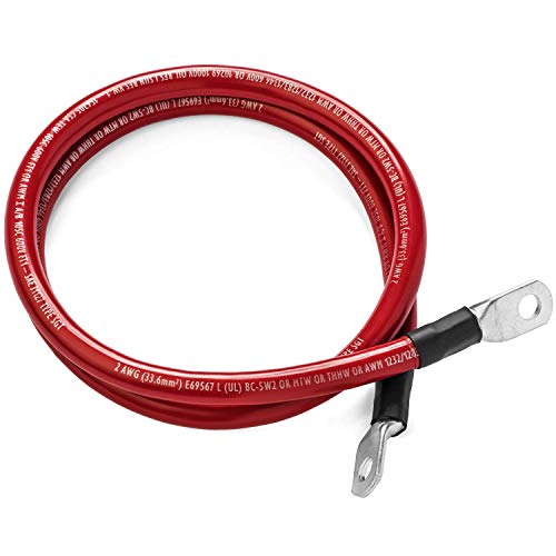 Spartan Power Red 1 Foot 1/0 AWG Battery Cable, Positive Only 3/8" M10 - color: 1/0 AWG-RED-3/8", size: 1-FT