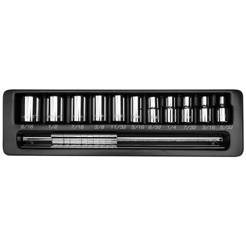 S04001 1/4" Drive Standard SAE Socket Set, 11 Piece, 6 Point - size: 1/4 Inch Drive, style: STANDARD