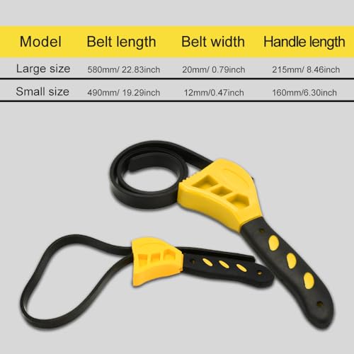 2PCS Oil Filter Wrench Set, Car Rubber Strap Wrenches, Adjustable Rubber Strap Wrench, 6in+ 8in Multifunctional Belt Wrench Fit for Mechanics Plumbers