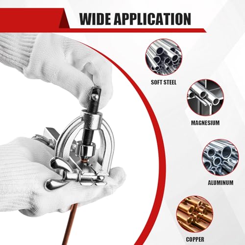 Brake Line Flaring Tool Kit with 5 Adapters, Flare Tool Kit with 45 Degrees, Double & Single Flaring Tool Kit for Brake Line, Brass Tubing, Copper and Aluminum