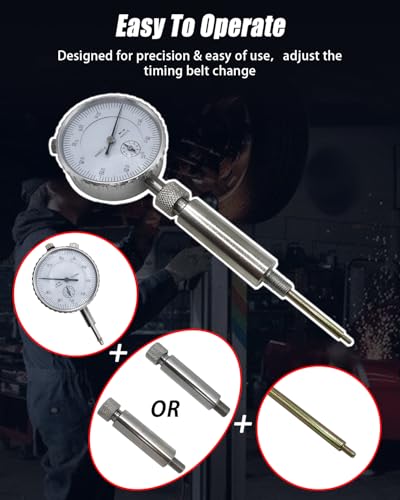 Fuel Injection Pump Timing Gauge Kit, 7 Pcs Static Adjustment Adapter Tool Set, 0-10mm Fuel Injection Pump Dial Indicator for Engines