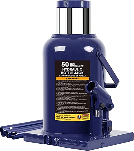 Big RED 50 Ton (100,000 LBs) Torin Heavy Duty Welded Hydraulic Car Bottle Jack for Auto Repair and House Lift, Blue, AT95007UR - color: Blue, size: 50 Ton - Standard, style: 50 Ton - Standard