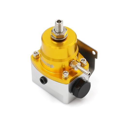 Adjustable Universal EFI Fuel Pressure Regulator Kit with 0-160psi Fuel Pressure Gauge and AN6-6AN Fuel Line Hose Fitting Connectors Kit (GLOD) - color: GLOD