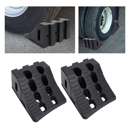 Fabater Wheel Chock, 2PCS Heavy Duty Wheel Stoppers, Tire Stopper Block Set, Autinative Wheel Wedge, Triangular Vehicle Service Ramps for Parking, Garag, Home, Maintenance