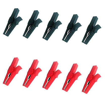 5 Pairs Fully Insulated 30A Safety Test Alligator Clips | With Banana Socket and 4mm Banana Plug Connectors ideal for Automotive Electrical Testing Battery Connection (Red+Black） - style: Alligator clip