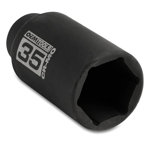 OEMTOOLS 25153 1/2 Inch Drive 35mm Axle Nut Socket, 6 Point Design Ensures Superior Grip, Professional Quality for Automotive Repair, Durable Socket Wrench for Mechanics | CR-MO 35mm Impact Socket, Black Oxide Finish to Resist Rust, 6 Pt. 35mm Socket, Use