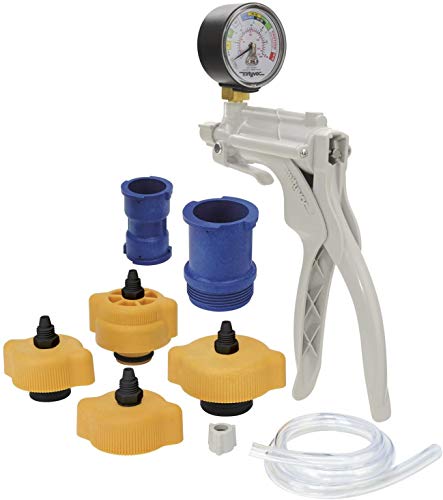 Mityvac MV4560 Radiator/Cooling System Pressure Test Kit for Asian, European, US Cars and Light Duty Trucks, Includes Hand Pressure Pump, 4 Cooling System and 2 Dual-Function Cap Test Adapters