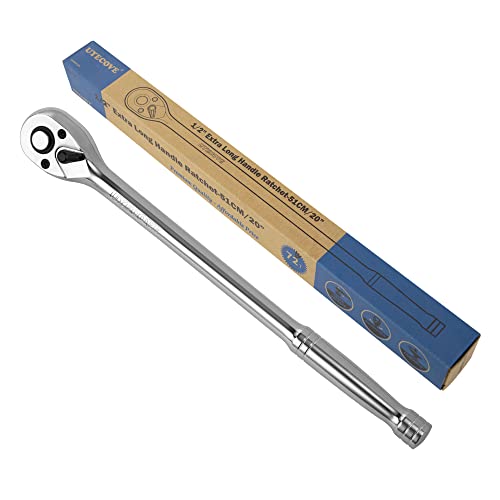 1/2-Inch Drive Ratchet Wrench, 1/2 Ratchet Wrench Long Handle, Socket Wrench, 72-Tooth Quick-release Reversible Cr-Mo Head, Chrome Steel Made - 20''51cm - size: 1/2" Standard Ratchet - 20 inch