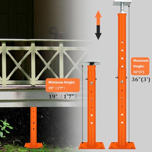4 Pcs House Floor Jacks Post for Leveling,Adjustable Support Jack 19-36" Height Range,Floor Jack Stand 2 ton - 4400 lbs Height Capacity (Each),Screw Jack,Lift Supports,Level Supports Orange Orange