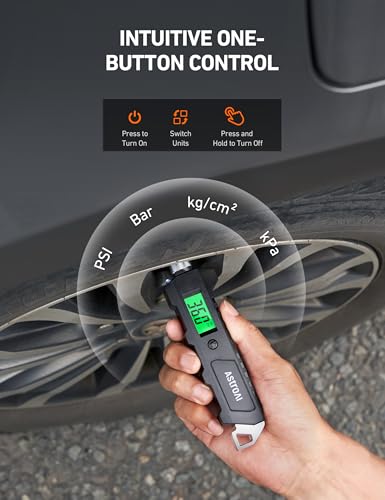 AstroAI Digital Tire Pressure Gauge, 230 PSI 4 Settings Heavy Duty for Car Bicycle with Larger Backlit LCD Flashlight and Non-Slip, Black - size: 1 Pack, style: Short Version